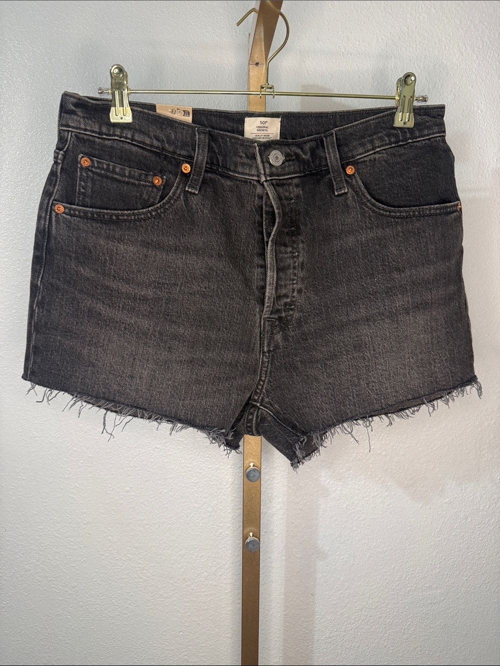 Levi's- 501 Black Frayed Hem ‘Original’ Cutoff Shorts- Button Fly- Size 32- NWT